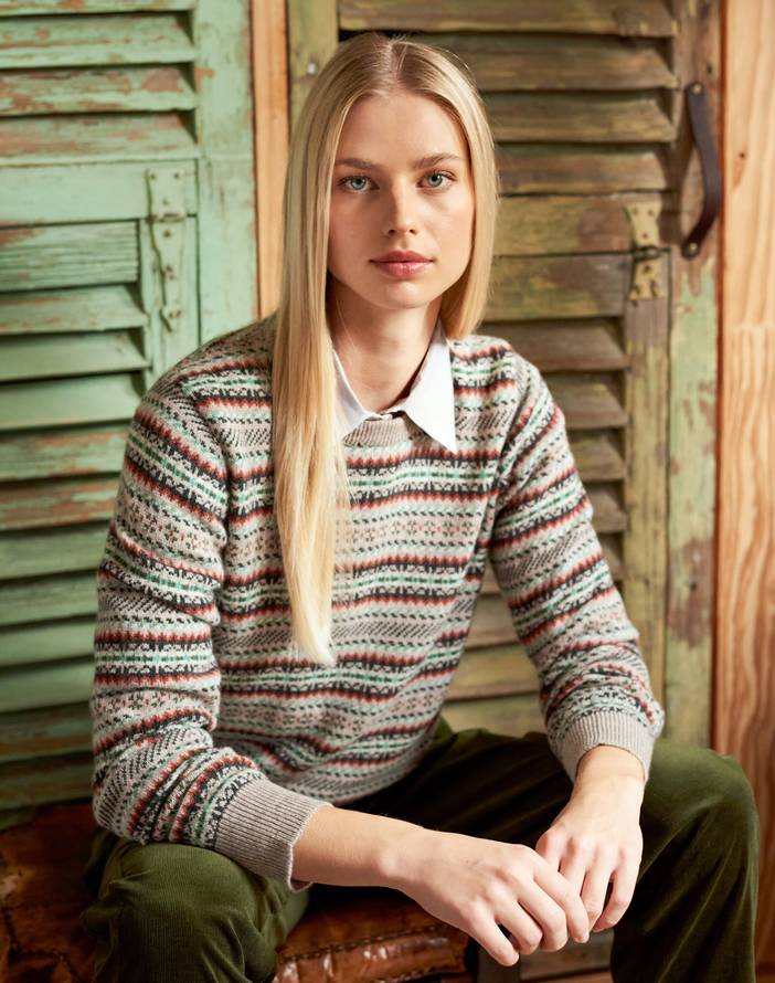 Cashmere Ditsy Fair Isle Jumper Ash | Brora