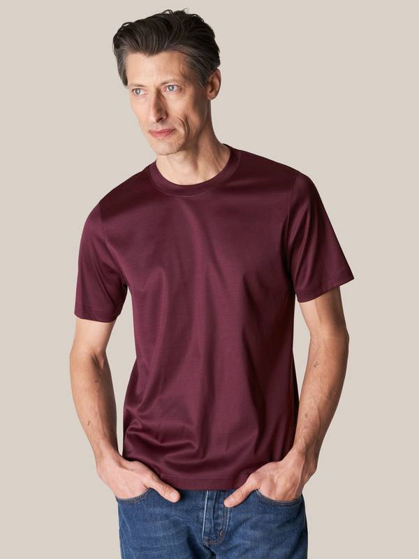 Burgundy Red Filo di Scozia Crewneck T-Shirt | Eton