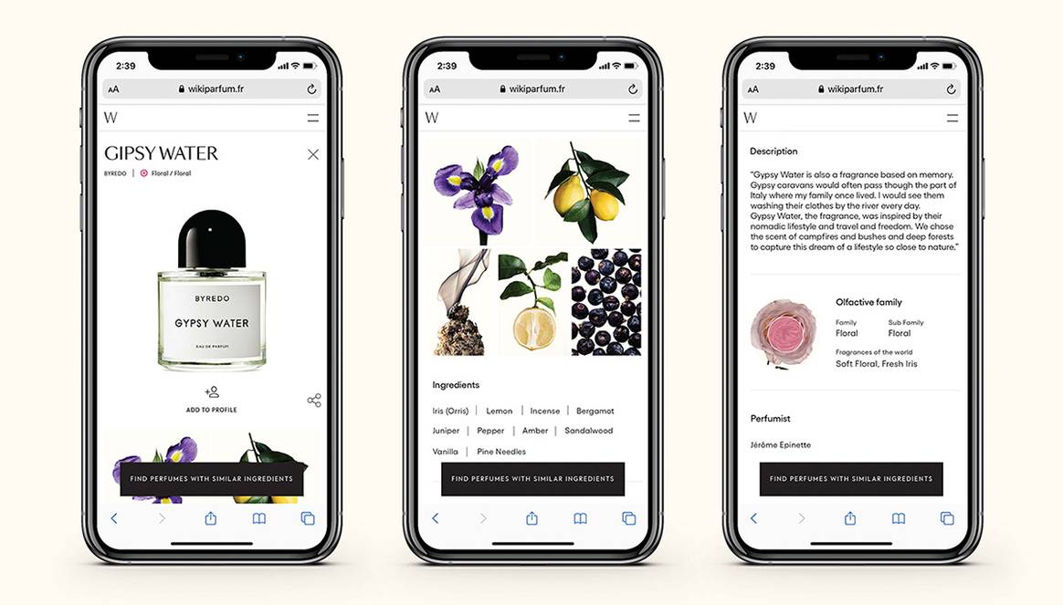 Photo Credits: Front-end de WikiParfum, la nueva plataforma de divulgación y solución inmersiva de Puig para el sector de la perfumería. Fotografía de cortesía.