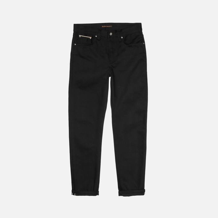 Steady Eddie II Dry Black Selvage Mid Waist Regular Tapered Fit Organic Selvedge Jeans W24/L28 Sustainable Denim | Nudie Jeans