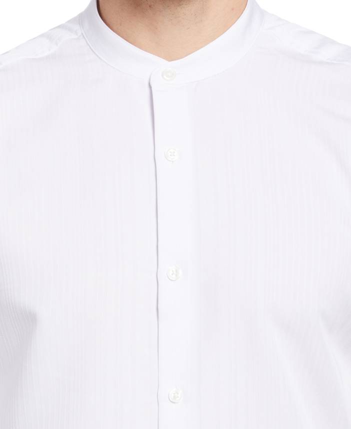 Men's Dobby Banded Stretch Collar Shirt in Bright White, Size 2XL, Polyester/Viscose, Regular Long Sleeves | Perry Ellis