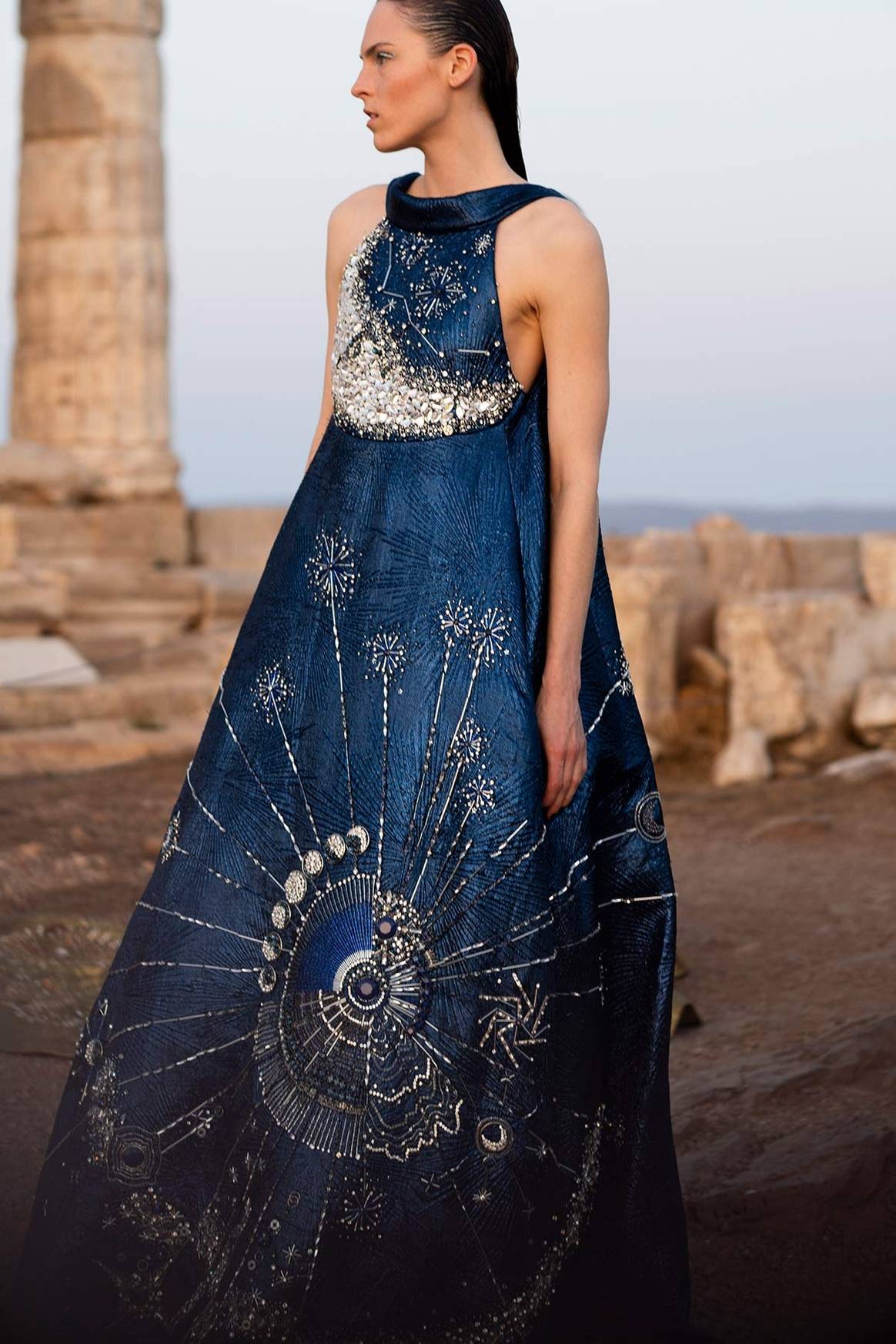 Mary Katrantzou SS20 show at Greece's Temple of Poseidon