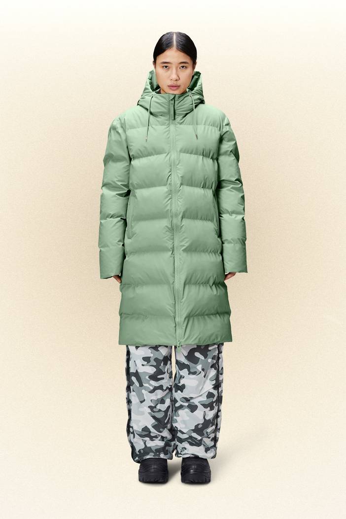 Alta Long Puffer Jacket - Black | Rains