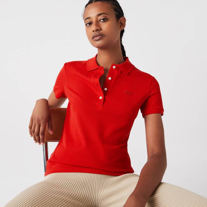 Slim Fit Damen Lacoste Poloshirt aus Stretch-Baumwoll-Piqué | Lacoste