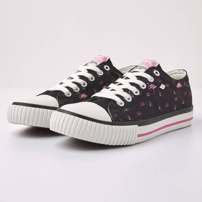 MASTER LO Lage sneakers dames flamingo print - Zwart - maat 36 | British Knights