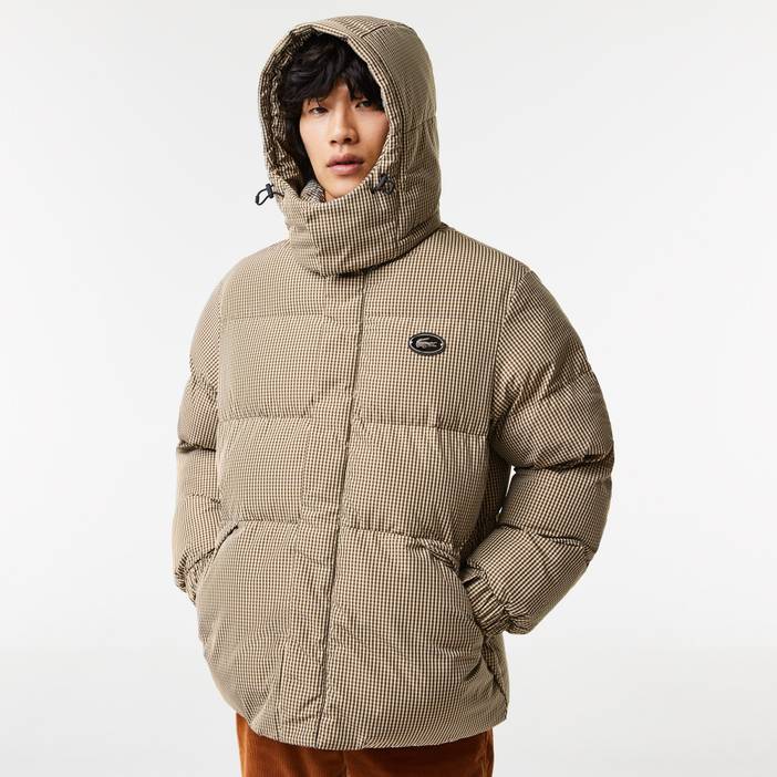 Wasserabweisende Herren Lacoste Jacke mit Karomuster mit Twill-Futter | Lacoste