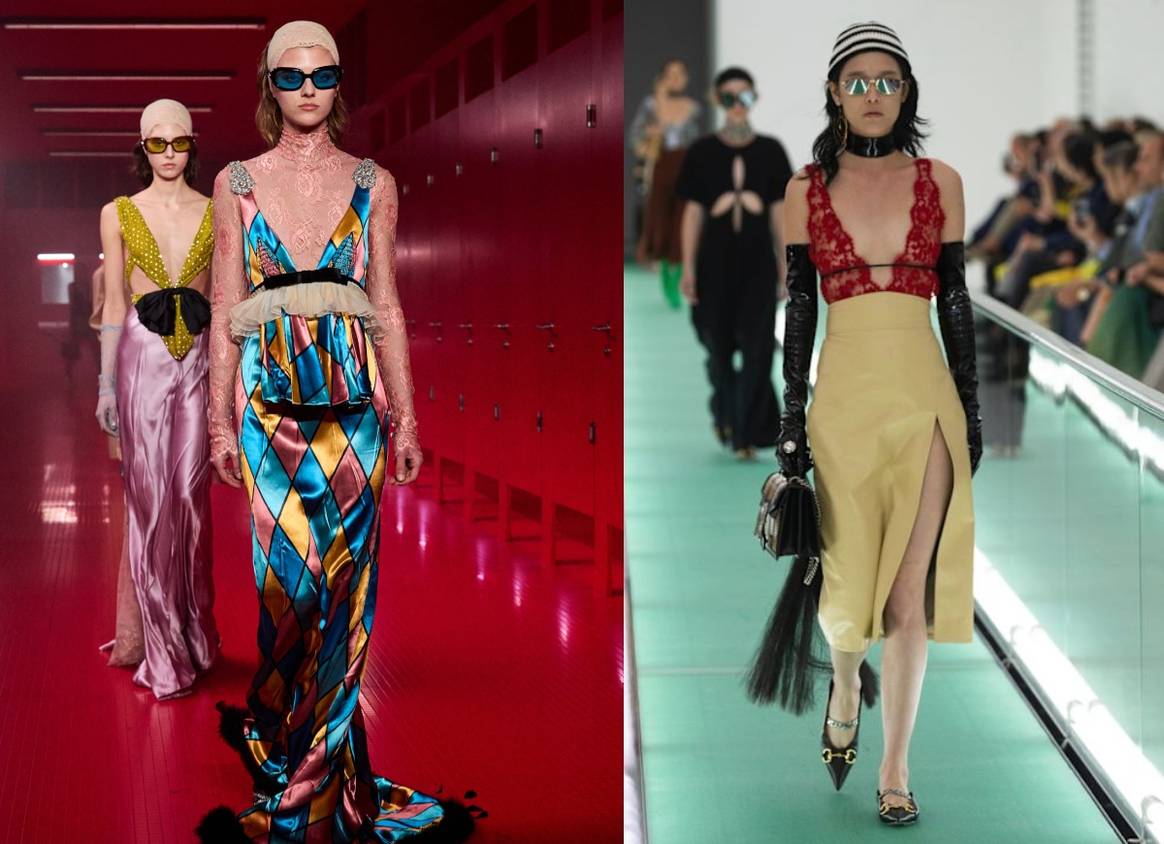 (left) Valentino AW25, (right) Gucci SS20, both by Alessandro Michele