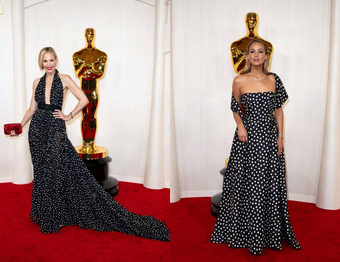 Leslie Bibb in Dolce & Gabbana and Jennifer Lawrence in Dior.