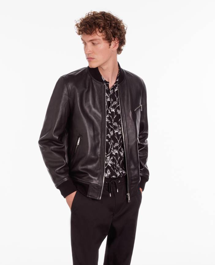 Schwarze Teddy Lederjacke | The Kooples