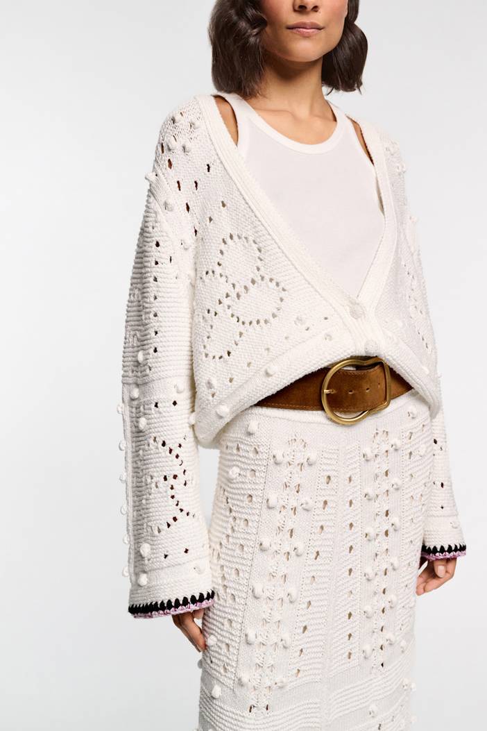 V-neck cardigan with crochet trim | dorothee schumacher