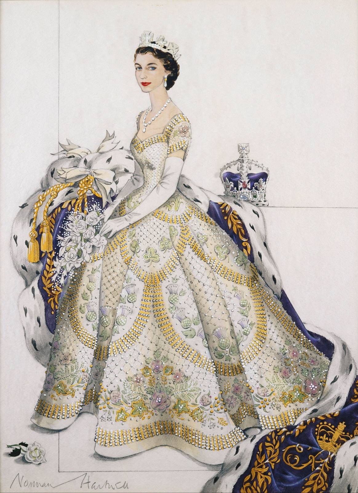 Image: Royal Collection Trust; Sir Norman Hartnell, Her Majesty The Queen  in Coronation Robes, 1953
