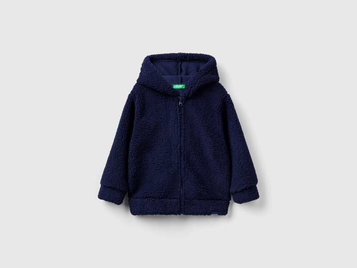 Benetton, Sweatshirt Mit Teddy-effekt Und Kapuze, größe 82, Dunkelblau, male | United Colors of Benetton