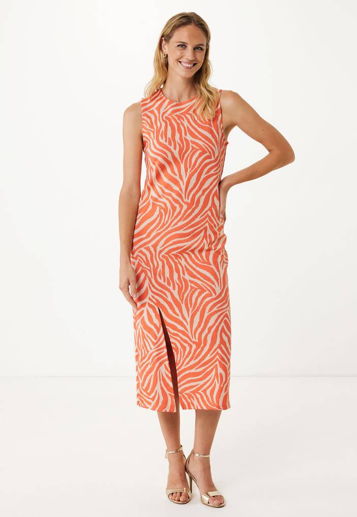 Jurk Jaquard met Zebraprint Oranje | Mexx
