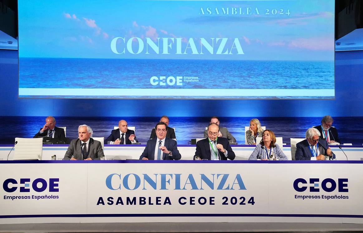 Junta Directiva de la CEOE durante la Asamblea General de 2024 de la Confederación Española de Organizaciones Empresariales, celebrada el martes 9 de julio de 2024 en Madrid (España).