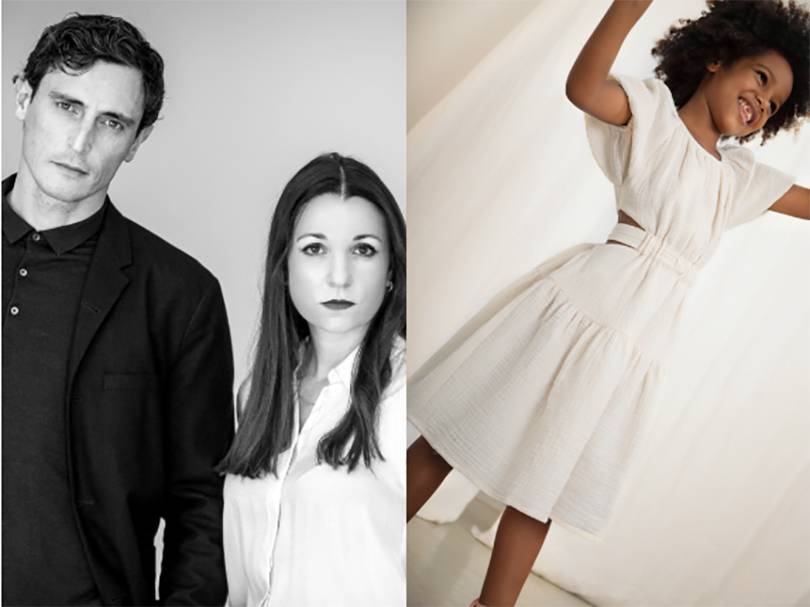 Créditos: Inma Cano y Yoann López, creadores de la firma de moda infantil Mipounet (izquierda). Derecha: Imagen de su campaña de verano “Coeur d'Artiste”.