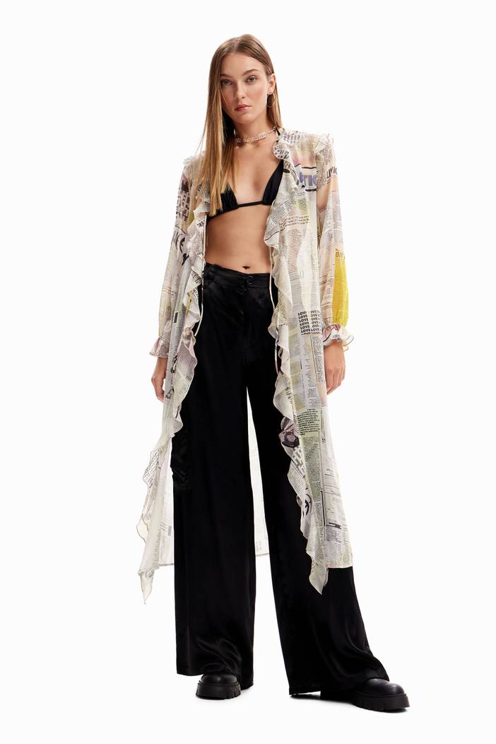 Long ruffle newspaper blouse | Desigual