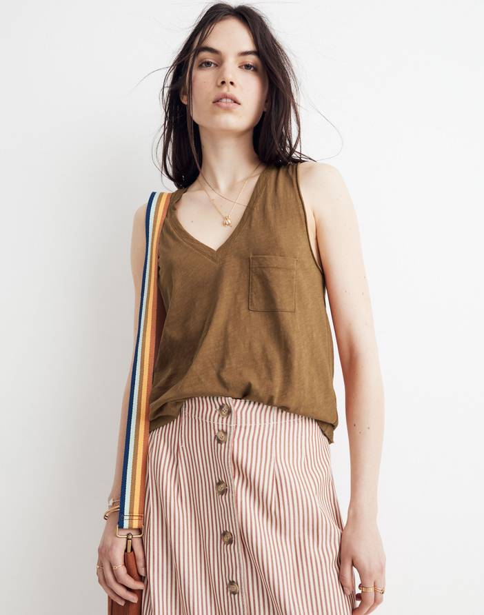 Whisper Cotton V-Neck Pocket Tank | Madewell