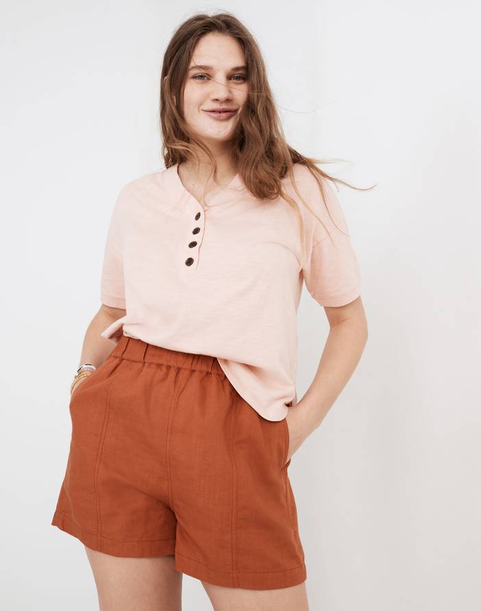 Linen-Blend Easy Pull-On Shorts | Madewell
