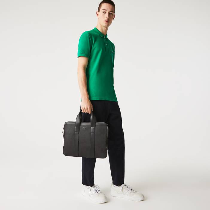 Herren CHANTACO Laptop-Tasche aus Piqué-Leder, extra schmal | Lacoste