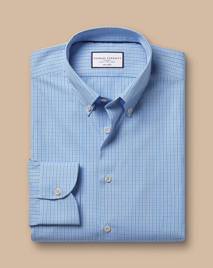 Men's Charles Tyrwhitt Button-Down Collar Non-Iron Checkered Oxford Dress Shirt | Charles Tyrwhitt