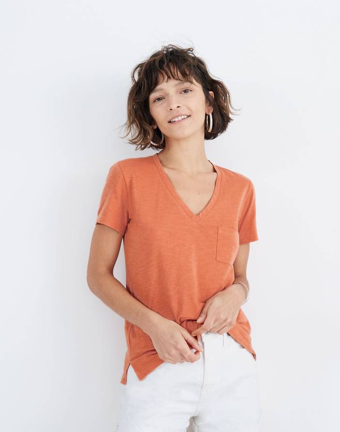 Whisper Cotton V-Neck Pocket Tee | Madewell