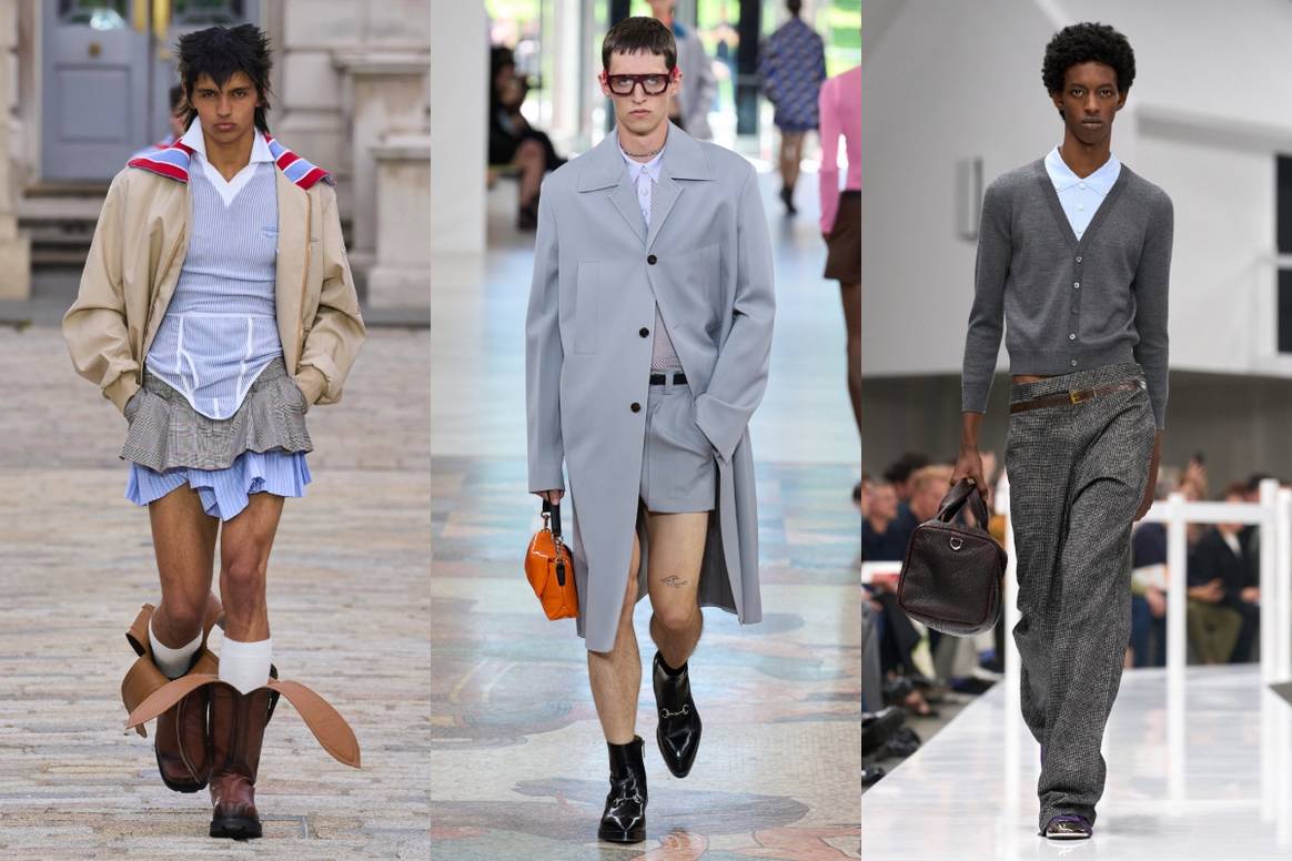 SS25 (v.l.n.r.) Charles Jeffrey Loverboy, Gucci en Prada