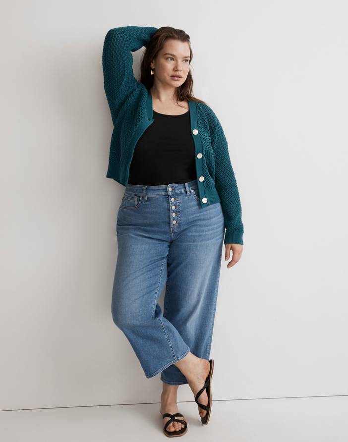 Plus Open-Stitch Crop Cardigan Sweater | Madewell