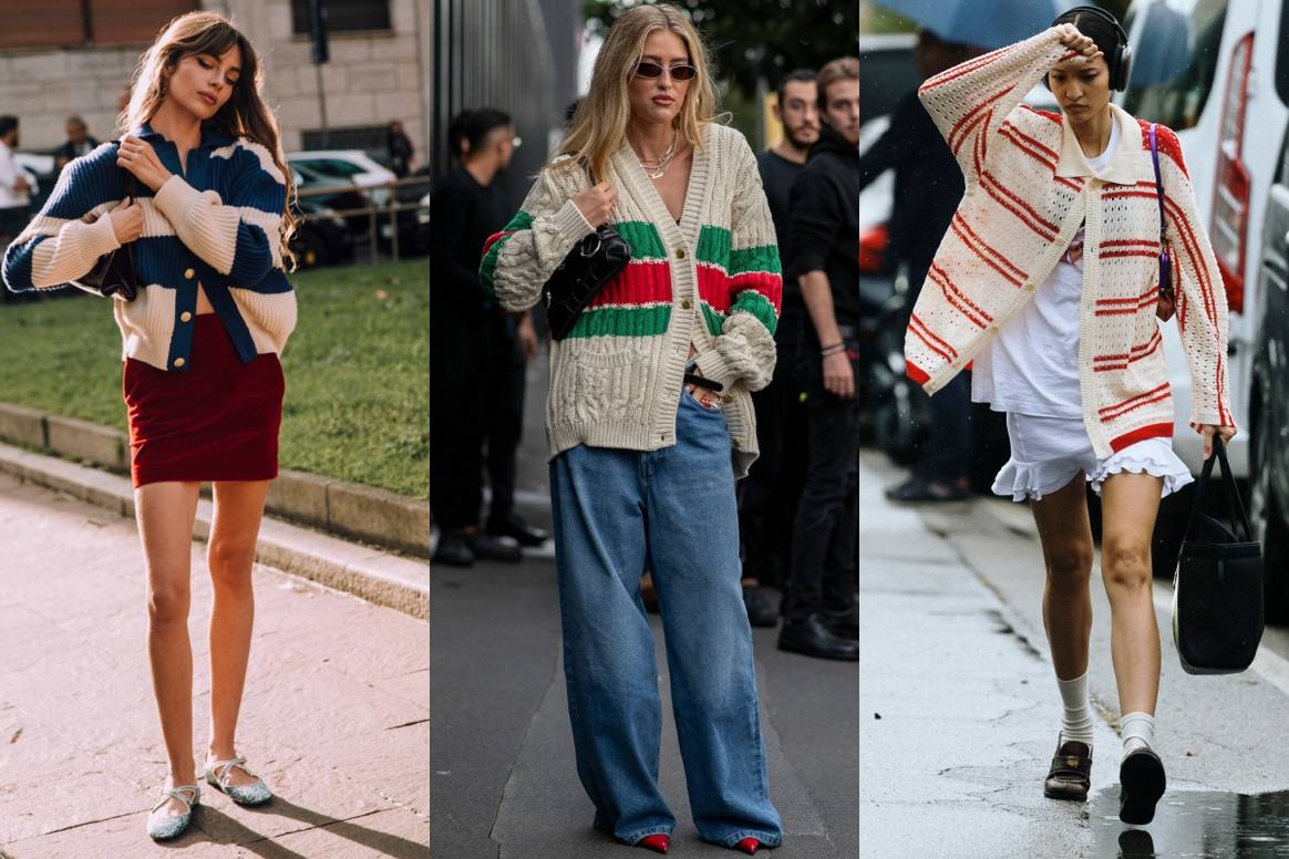 Casual cardigans at Milan Fashion Week.