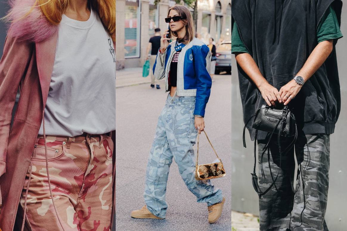 Camouflage-Denim. Fotos: Nick Leuze (Links und Mitte), Tanbetova / CPHFW (Rechts)