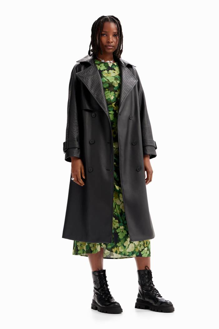 Belted leather-effect trench coat | Desigual