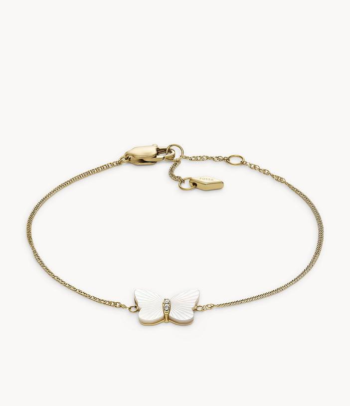 Sutton Radiant Wings White Mother-of-Pearl Butterfly Chain Bracelet | Fossil