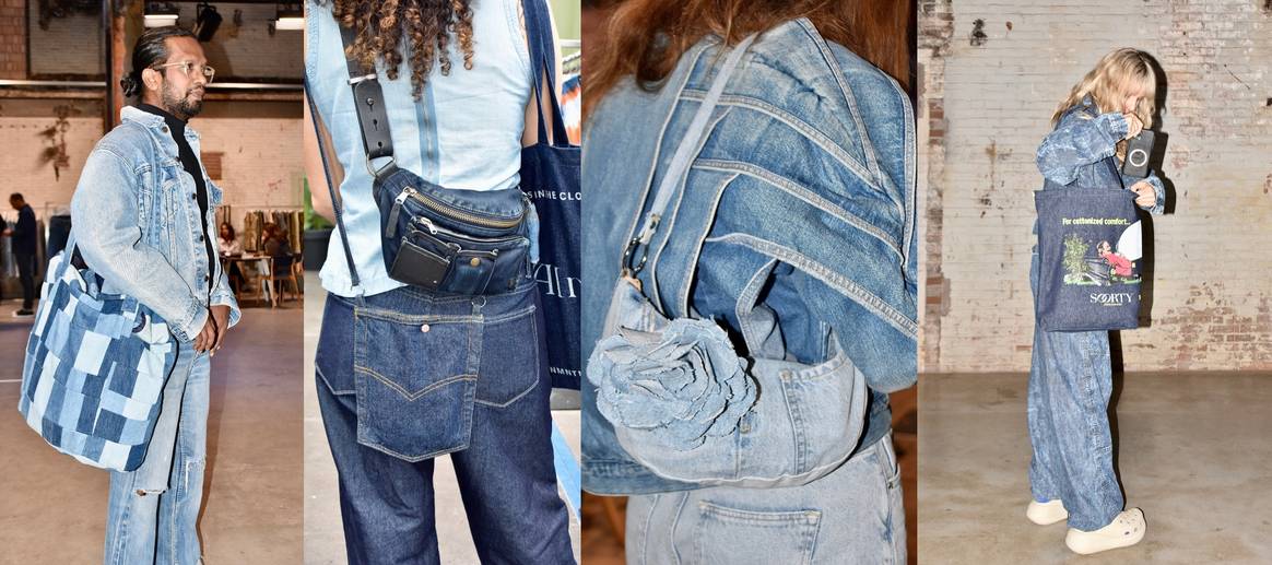 Beeld: Denim-tassen in alle vormen en maten op Kingpins | Credit: Alicia Reyes Sarmiento / FashionUnited