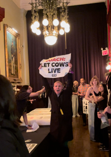 Protestor at Coach F/W 2025 NYFW show