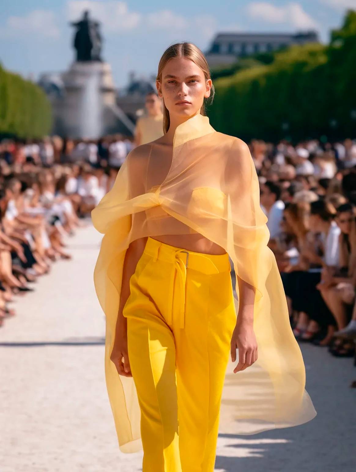 Photo Credits: Colección “Jardins des Tuileries”, de Matilde Mariano. IA Fashion Week, página oficial.