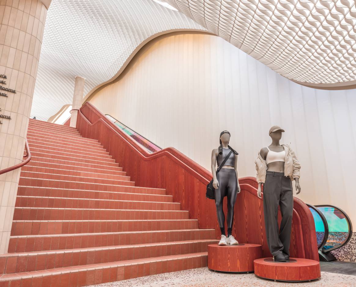 Staircase and lightening installation at Lululemon's new SoHo flagship