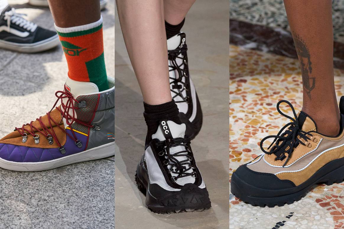 SS24 men's footwear trends. (From left) Kolor, Comme des Garcons and
Andersson Bell.