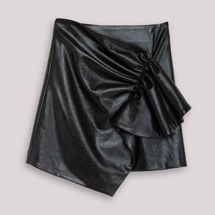 Falda Drapeada Mini Negro | Dolores Promesas