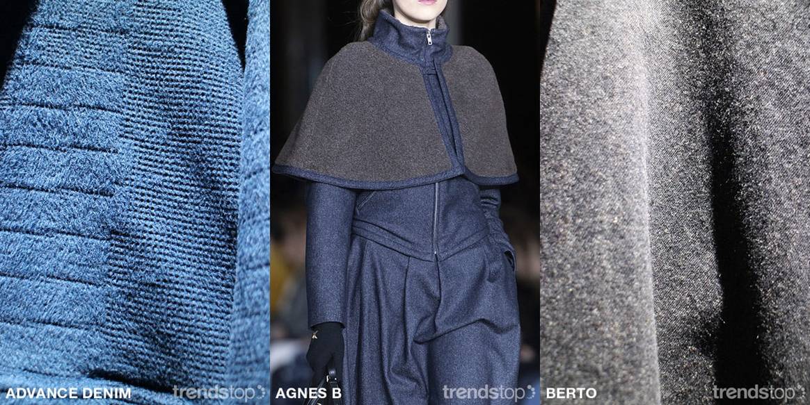 Beelden via Trendstop, van links naar rechts:
Advance Denim Herfst Winter 2020-21, Agnes B Herfst Winter 2019-20, Berto Herfst
Winter 2020-21.