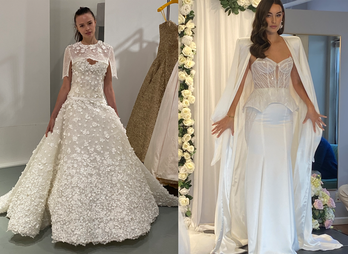 Left: 3-piece look from Yellow and Right: cape at Julie Vino