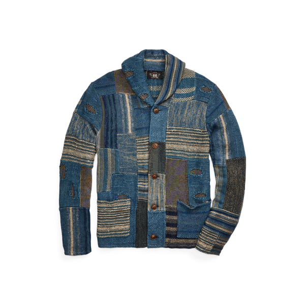 Indigofarbene Patchwork-Strickjacke | Ralph Lauren