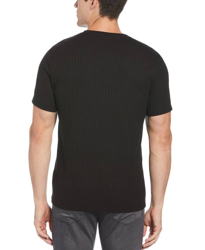 Men's Rib Knit Crew Neck T-Shirt in Black, Size 2XL, Cotton/Polyester, Regular | Perry Ellis