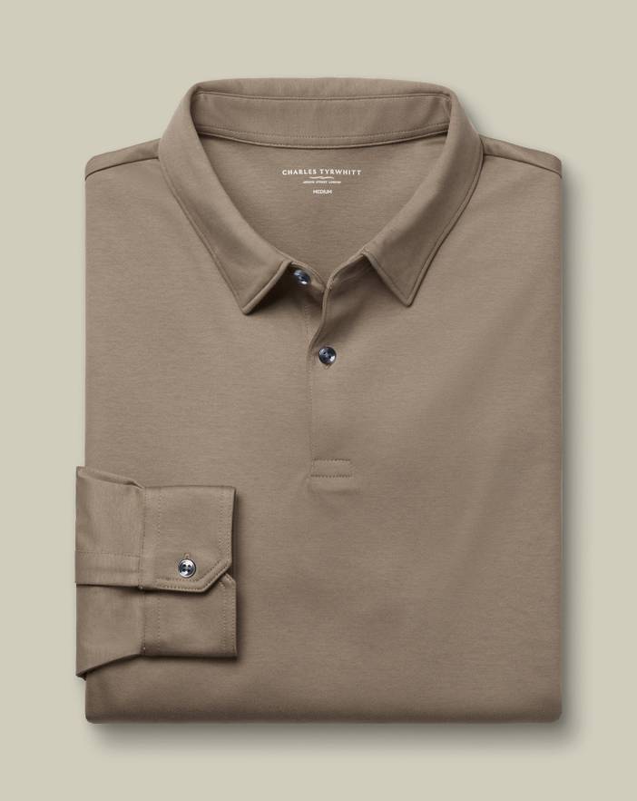 Men's Charles Tyrwhitt Long Sleeve Smart Jersey Polo Shirt | Charles Tyrwhitt