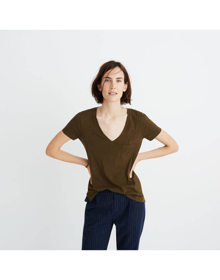 Whisper Cotton V-Neck Pocket Tee | Madewell