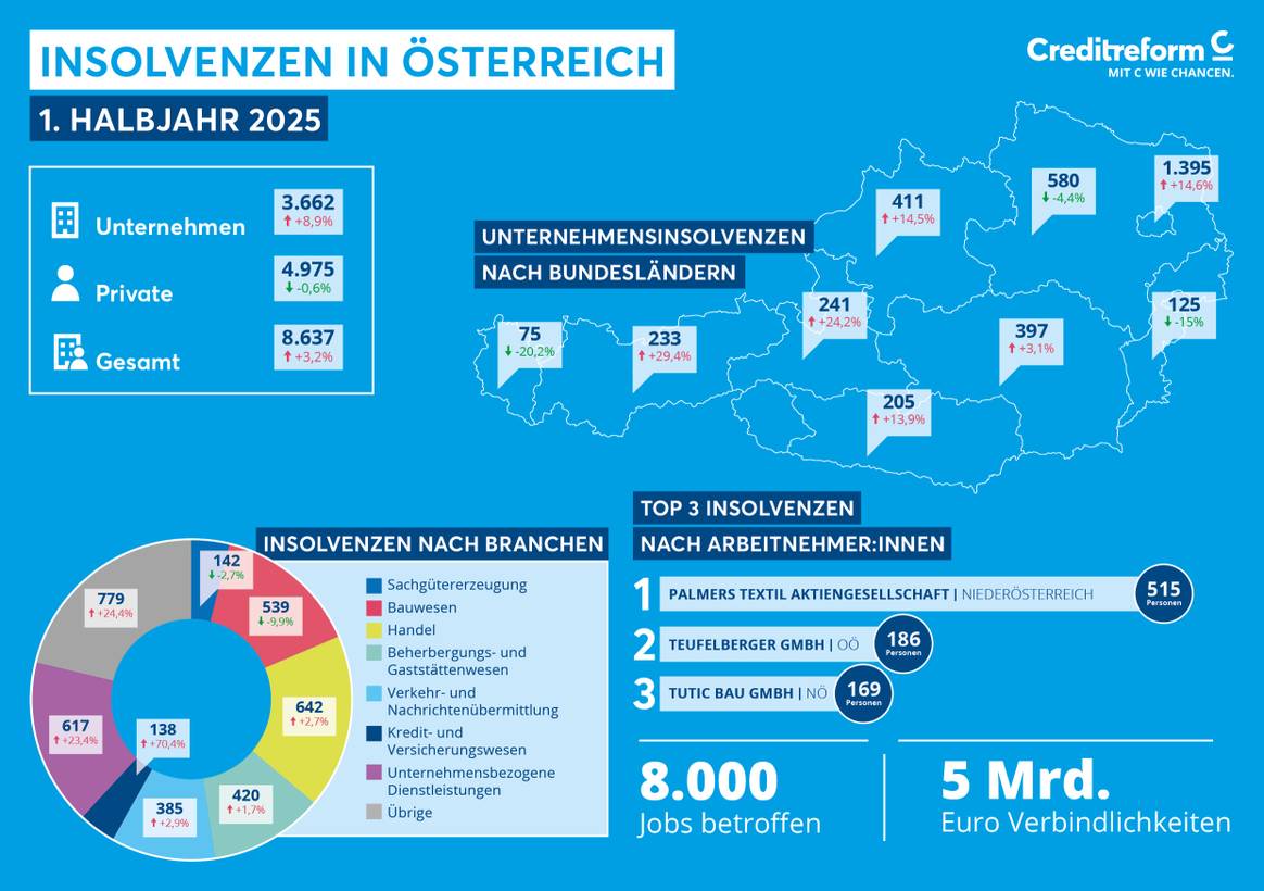 Die Insolvenzstatistik für das 1. Halbjahr 2025.