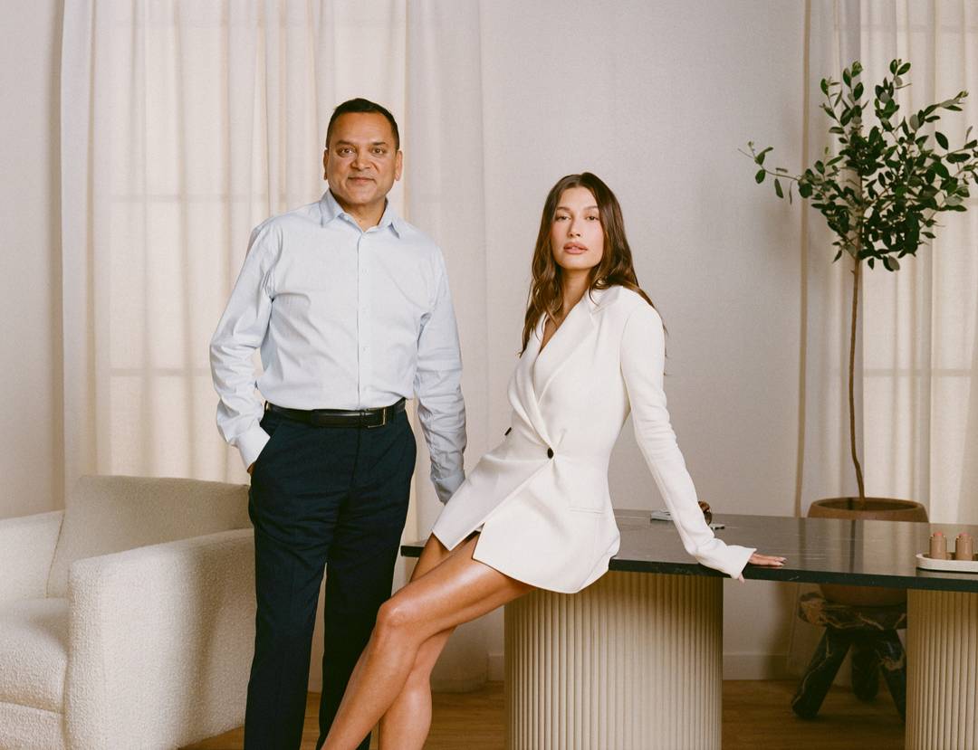 e.l.f. Beauty Chairman and CEO Tarang Amin and rhode Founder Hailey Bieber