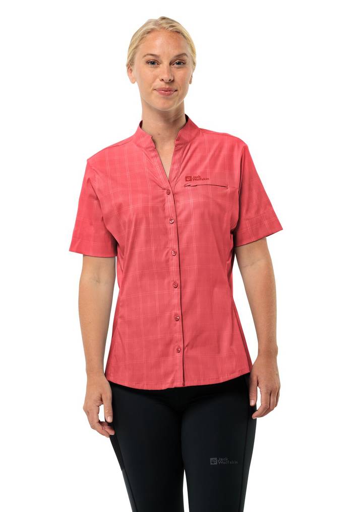 Norbo S|S Shirt Women Wandeloverhemd met korte mouwen Dames XS night blue checks Night Blue Checks | Jack Wolfskin