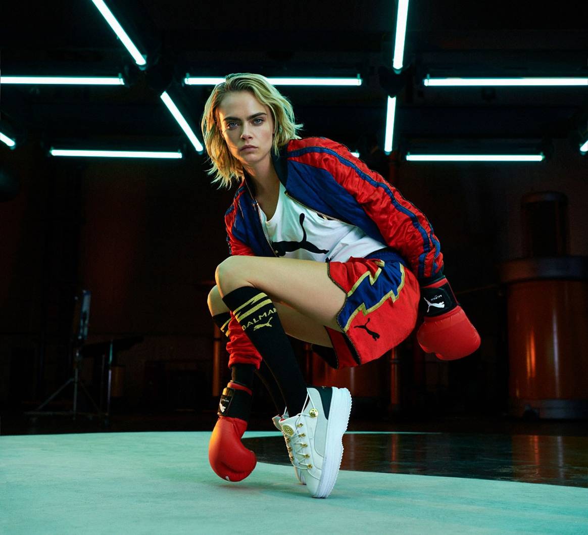 Cintura Girar Inferior Llega Puma x Balmain, con Cara Delevingne como diseñadora invitada