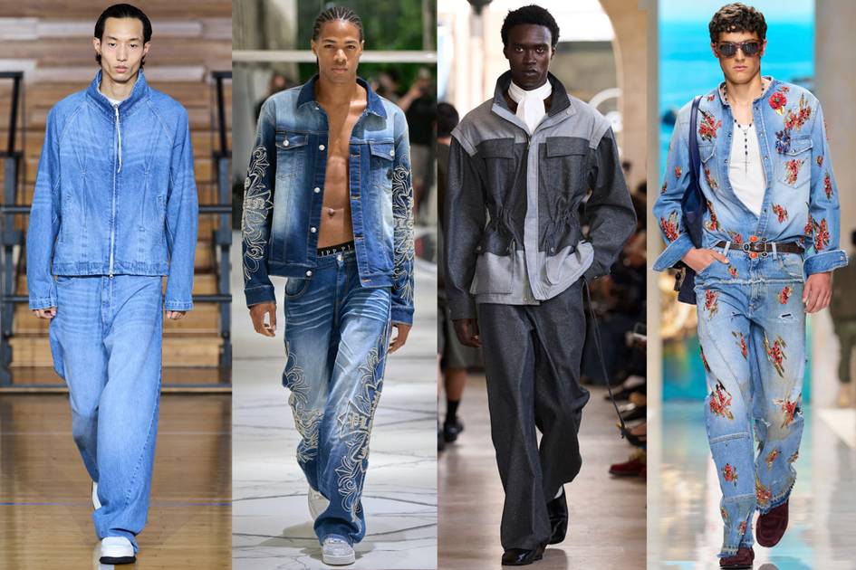 SS27 Men's double denim trend: Prada, Sacai, Saul Nash and more