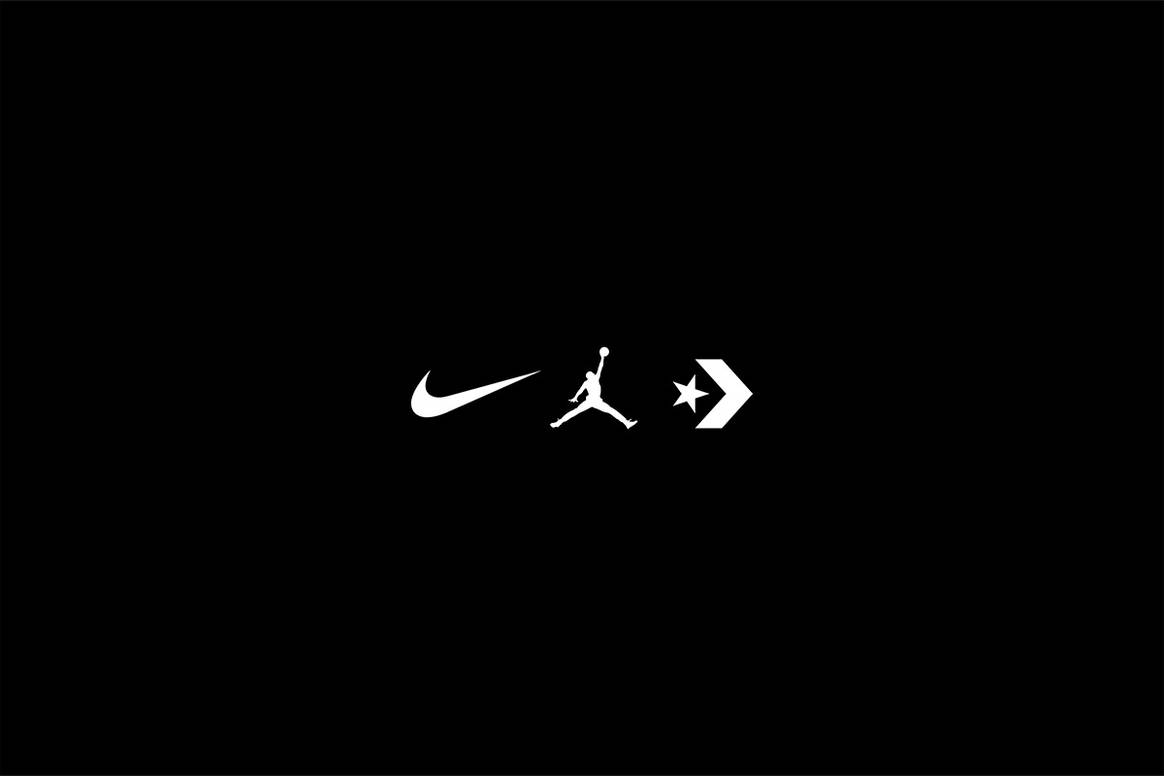 Emblema con los logotipos de las marcas de Nike, Nike, Jordan y Converse.