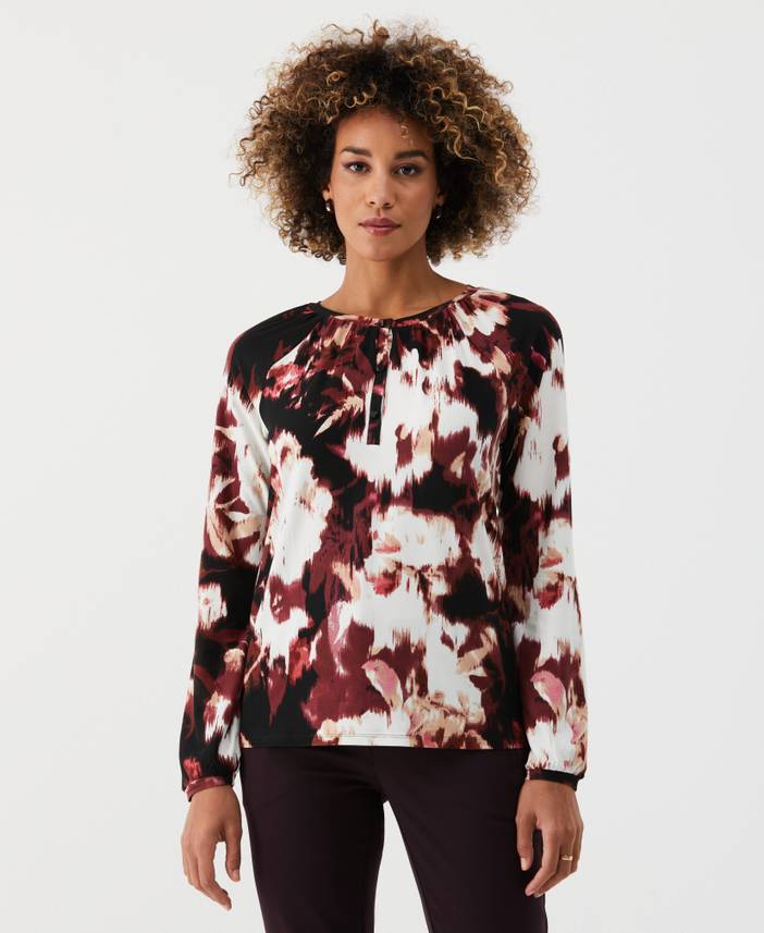 Women's Printed Henley Top | Ella by Rafaella